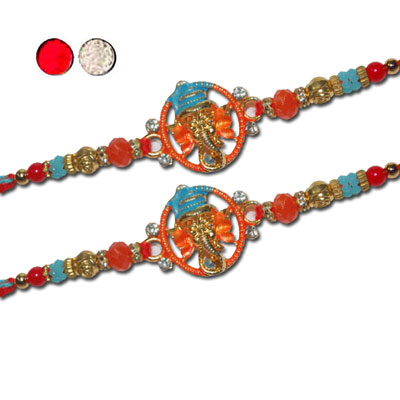 "Designer Fancy Rakhi - FR- 8350 A - Code 72 (2 RAKHIS) - Click here to View more details about this Product